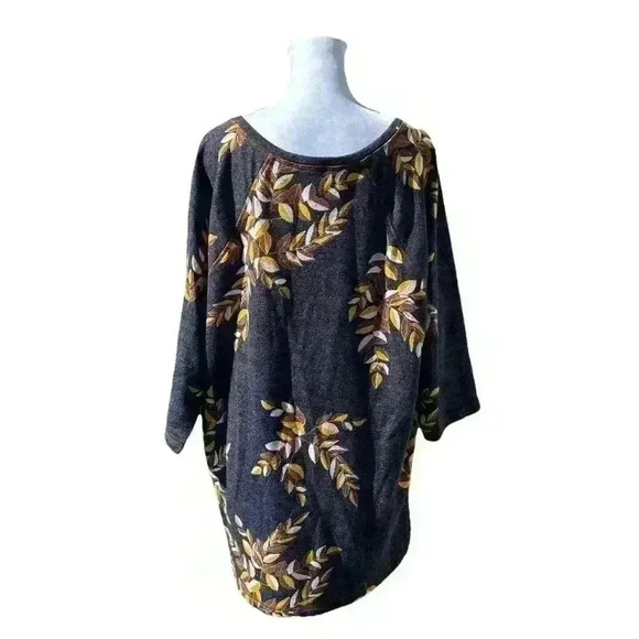 Cj Banks Leaf Blouse/ Sweatshirt 3/4 Sleeve Size 1X - Picture 3 of 11